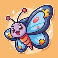 Sparkling Butterfly Cartoon Sticker with Magical Dust Fluttering in Flight vector