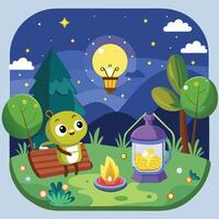 Firefly s Illuminating Glow Enchants the Night Sky vector