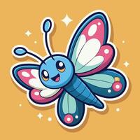 Enchanting Cartoon Butterfly Adorned with Sparkling Stardust vector