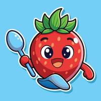 Adorable Strawberry Cartoon Sticker with a Tiny Spoiled Expression vector
