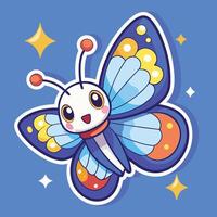 Shimmering Butterfly Sticker with Sparkly Trails and Accents vector