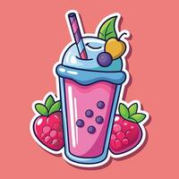 Cartoon Smoothie with Fresh Berries and Fruit Topping vector