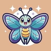Dazzling Butterfly Sticker with Sparkling Rainbow Wings vector