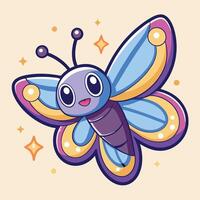 Captivating Cartoon Sticker Sparkling Butterfly in Flight vector
