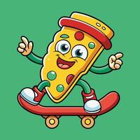 Skateboarding Pizza Slice A Cheesy Ride to Adventure vector