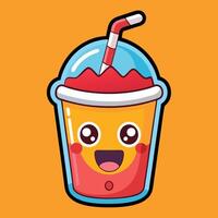 Cartoon Sticker of a Smiling Smoothie Cup with a Fun Expression vector