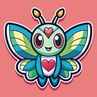 Enchanting Butterfly Sticker Featuring a Heart Shaped Wing Design vector