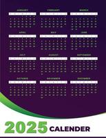 2025 Minimalist One-Page Calendar - Clean and Modern Layout vector