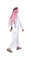 Back view of an Arab man in thobe standing on white isolated background photo