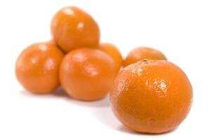 fresh tangerines on white photo