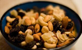 mixed nuts and dried fruits photo