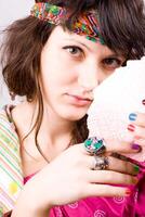 soothsayer with scrying cards photo