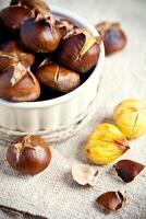 roasted chestnuts in bowl photo