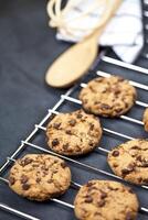 Baking grid with chokolate cookies. photo