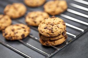 Baking grid with chokolate cookies. photo