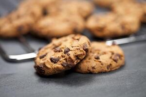 Baking grid with chokolate cookies. photo