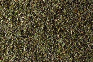 Dry Aromatic Herbs and Flavorful Spices Mix. A Culinary Canvas of Aroma Herb Seasoning. Textured Background for Gourmet Cooking. The Harmonious Combination of Dried Herbs and Spices - Top View photo