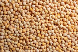 Uncooked Yellow Polished Peas Background. A Culinary Canvas of Dry Yellow Peas, Creating a Lively and Textured Background for Gourmet Cooking. Scattered Raw Polished Peas. Healthy Eating Ingredients photo