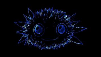Neon frame effect, Pufferfish cute pufferfish with big eyes on black background video