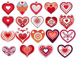 Large Set of Ornate Heart Designs in vector