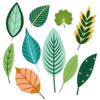 Flat Leaf Set in Soft Tones vector