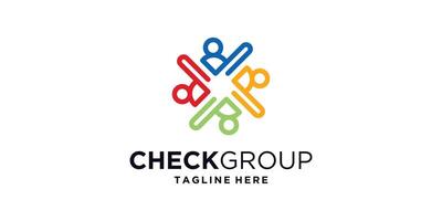 logo design person and check mark,group,team,unity,partner,forever,family,logo design ,icon,symbol,idea,creative. vector
