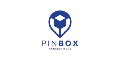 logo design pin, box, location, navigation, logistics, delivery, logo design , icon, symbol, idea, creative. vector