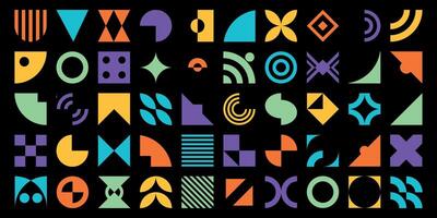 Bauhaus memphis abstract geometric shapes and grids vector
