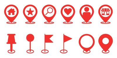 collection of location icons and map pins vector