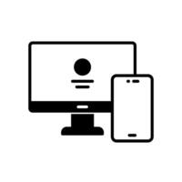 Desktop computer and smartphone device icons vector