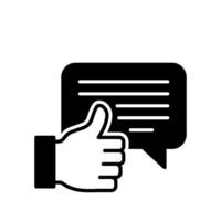 The feedback icon is a thumbs up and a message bubble vector