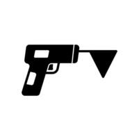 A gun icon for a sign of starting a match with a small flag vector