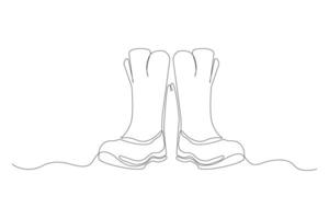 Hand-drawn boot line art drawing. Minimalist shoe boots continuous outline . vector