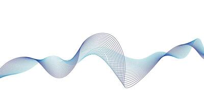 Abstract wave lines flowing dynamic colorful blue on white background. vector