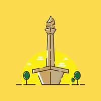 The monument is in the middle of a yellow background vector