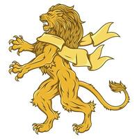 Rampant lion with pennant vector