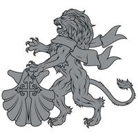 Rampant lion with ribbon vector