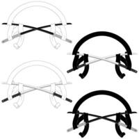 Samurai sword with ribbon, katana from ancient feudal Japan with ribbon vector