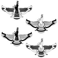 Zoroastrian winged solar disk with ribbon, Decoration for religious temple vector