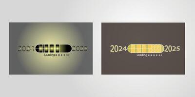 Virtual loading of the new year 2025, transition from last year to next vector