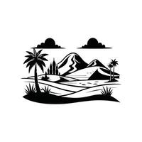 Black and White Desert Illustration for Design vector