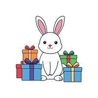Cheerful Xmas Rabbit Clipart - Isolated Bunny Design vector