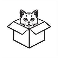 Peeking Kitten from Cardboard Box Illustration vector
