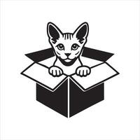Kitten Peeking from Box with Wonder vector