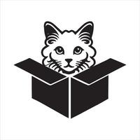 Cat Face Emerging from Cardboard Box Clipart vector