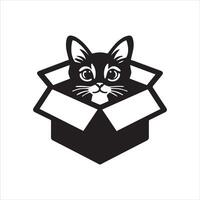 Adorable Cat in Cardboard Box Clipart vector