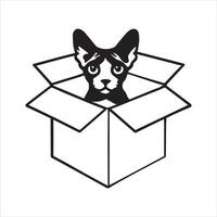 Peeking Cat in a Cardboard Box vector