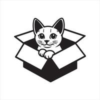 Playful Kitten Popping Out of Cardboard Box vector