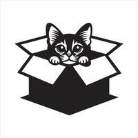 Peeking Kitty Cat Illustration from a Cardboard Box vector