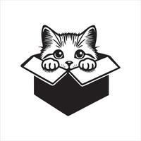 Cartoon Cat Peeking from a Box vector